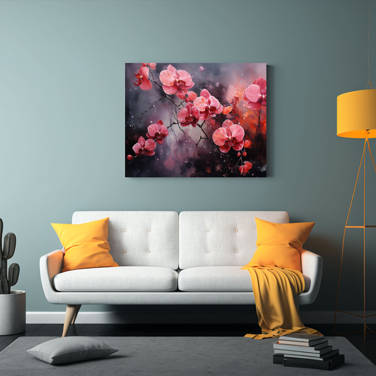 pintura-abstracta-de-orqu-deas-rojas-y-negras-para-decorar-el-comedor-1