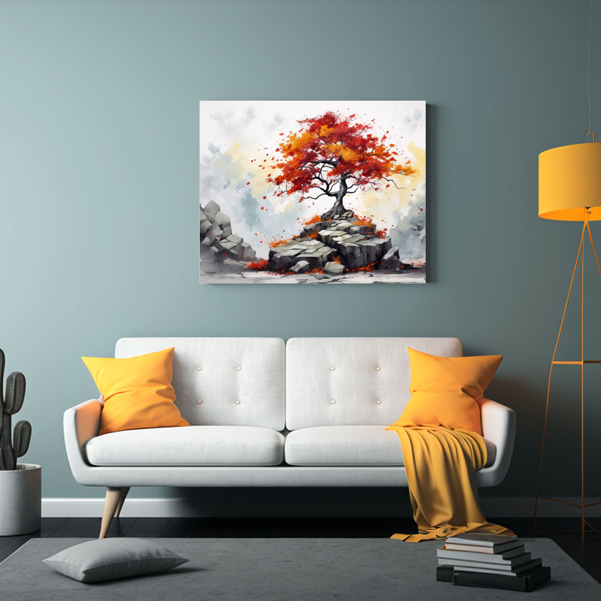 pintura-abstracta-de-rbol-bons-i-de-abedul-en-colores-rojo-y-oro-1