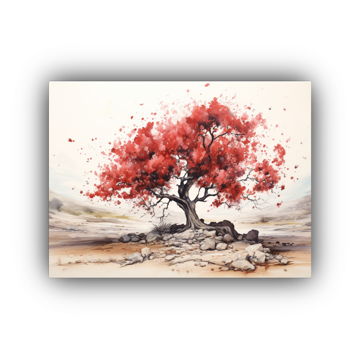 pintura-abstracta-de-rbol-de-higo-en-colores-rojo-y-negro