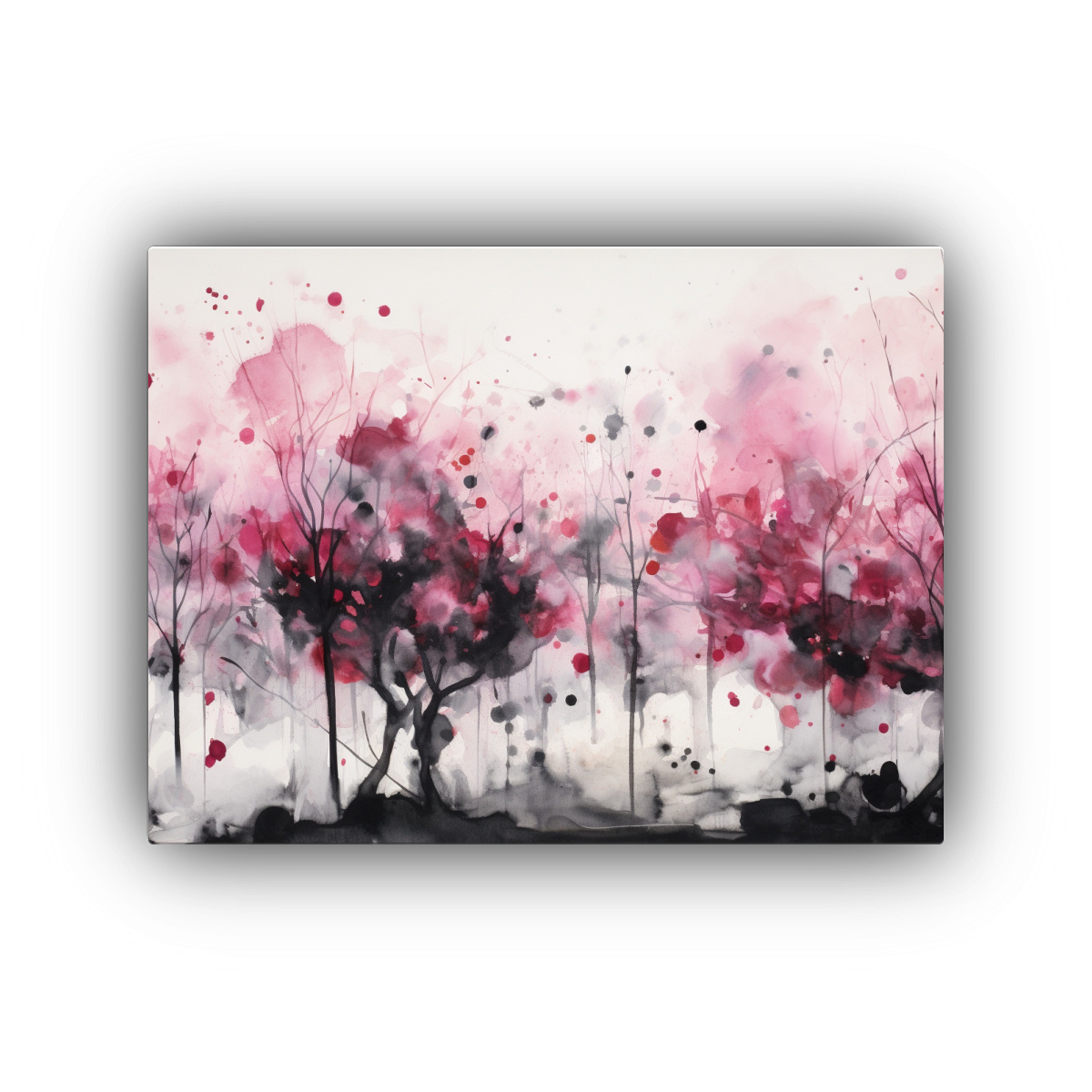 pintura-abstracta-de-rboles-frutales-en-colores-negro-y-rosa