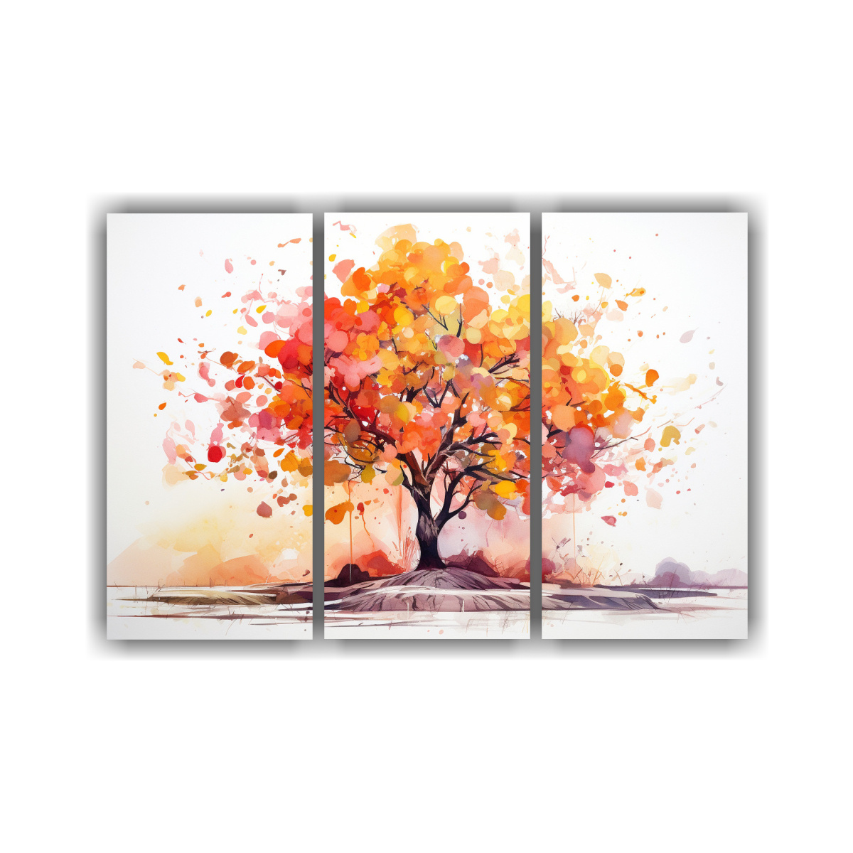 pintura-abstracta-de-tres-cuadros-espectacular-en-colores-naranja-y-rosa