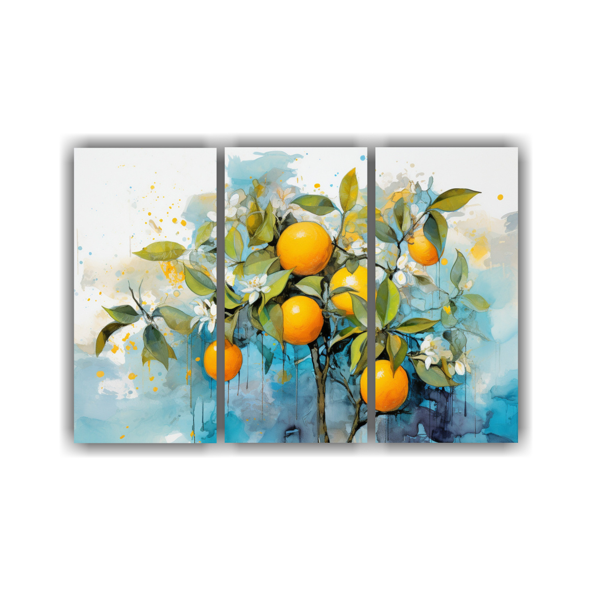 pintura-abstracta-de-un-limonero-y-naranjos-con-equilibrio-de-colores-azul-y-naranja