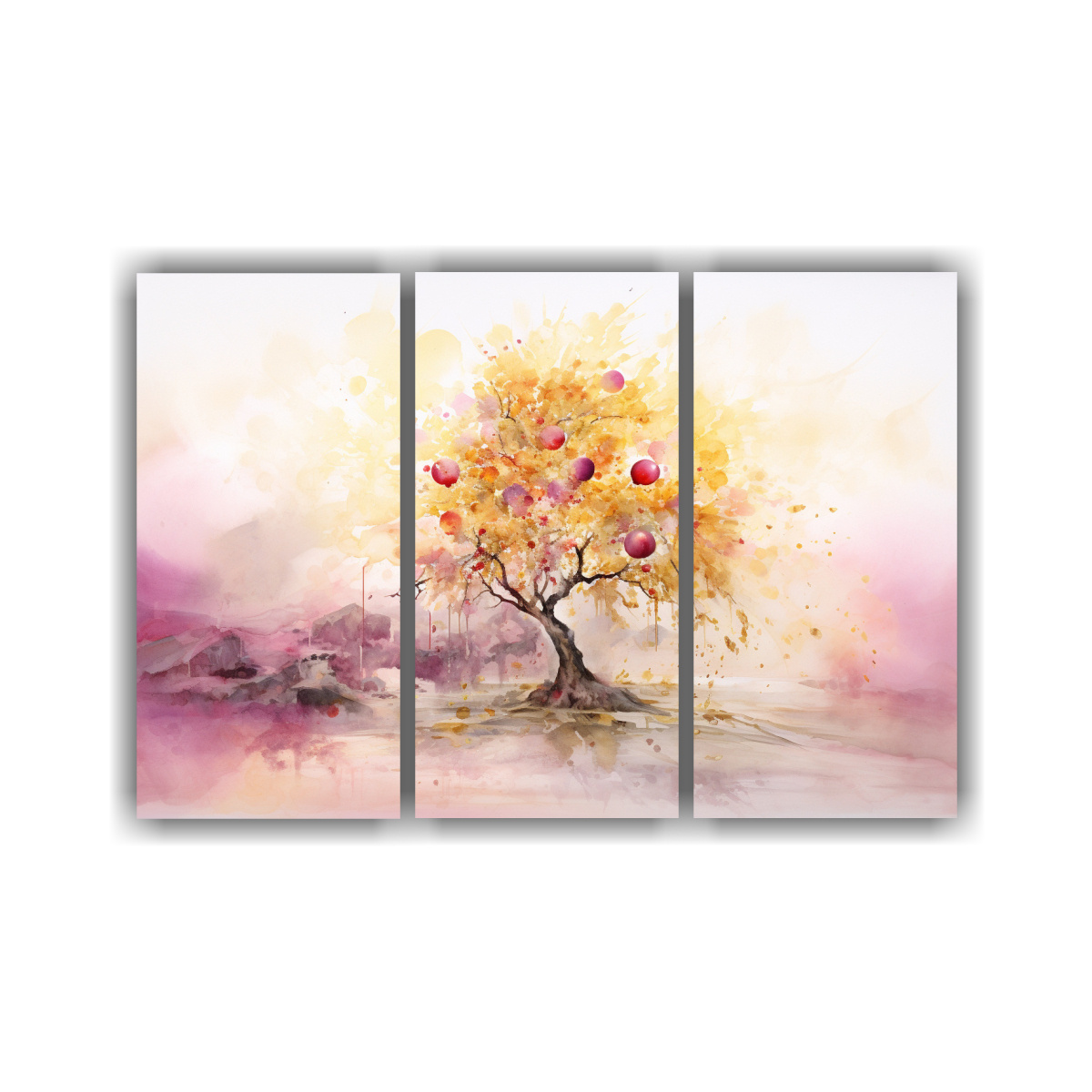 pintura-abstracta-en-tonos-dorados-y-rosas-de-un-manzano-