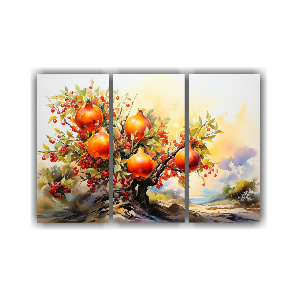 pintura-abstracta-reflejo-rbol-granada-colores-naranja-