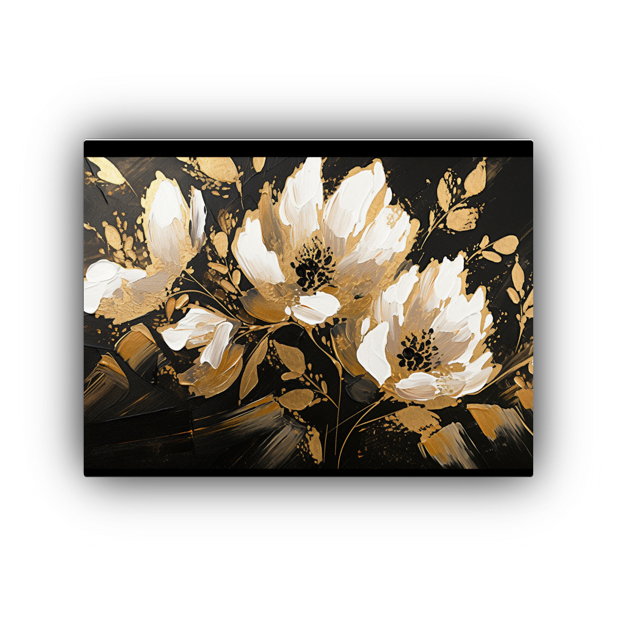 pintura-cuadro-movimiento-creatividad-flores-en-oro-y-negro