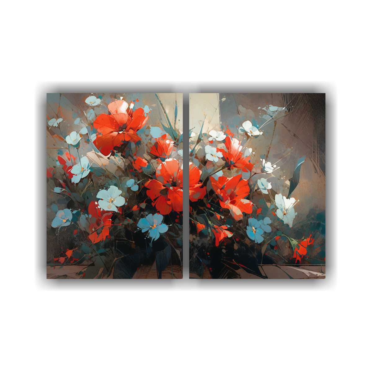 pintura-de-flores-en-lienzo-en-colores-rojo-y-turquesa-