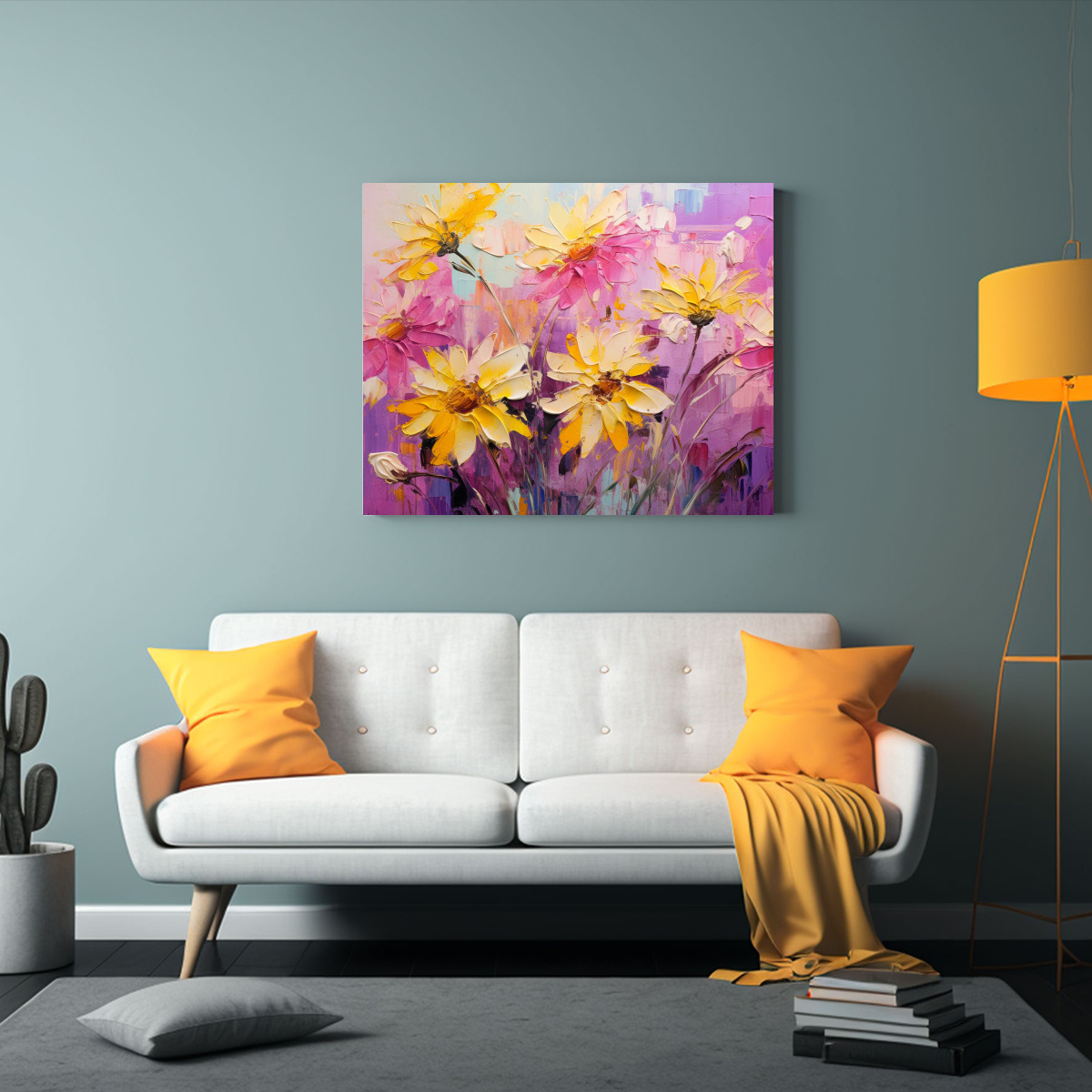 pintura-de-lienzo-abstracto-en-amarillo-y-magenta-con-flores-en-decoraci-n-1