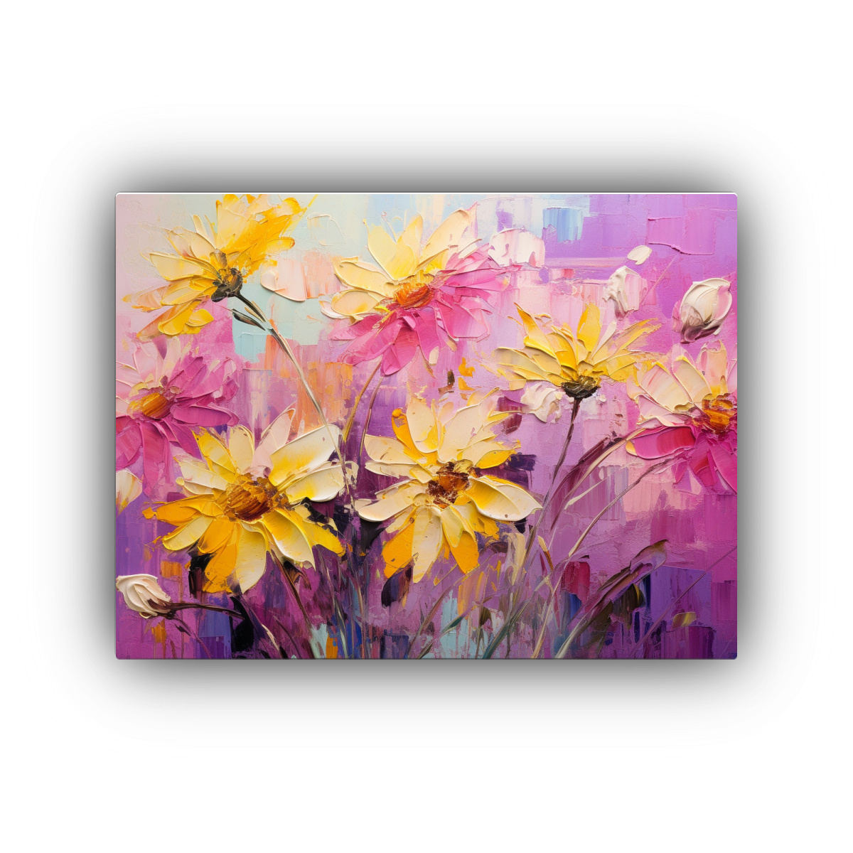 pintura-de-lienzo-abstracto-en-amarillo-y-magenta-con-flores-en-decoraci-n