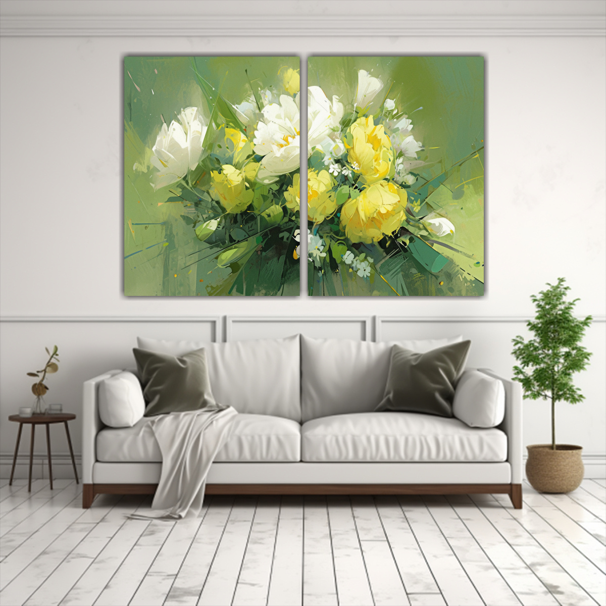 pintura-econ-mica-de-flores-amarillas-y-verdes-en-lienzo-1