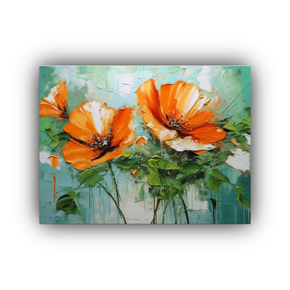 pintura-en-lienzo-de-flores-en-tonos-verde-y-naranja-para-decoraci-n-