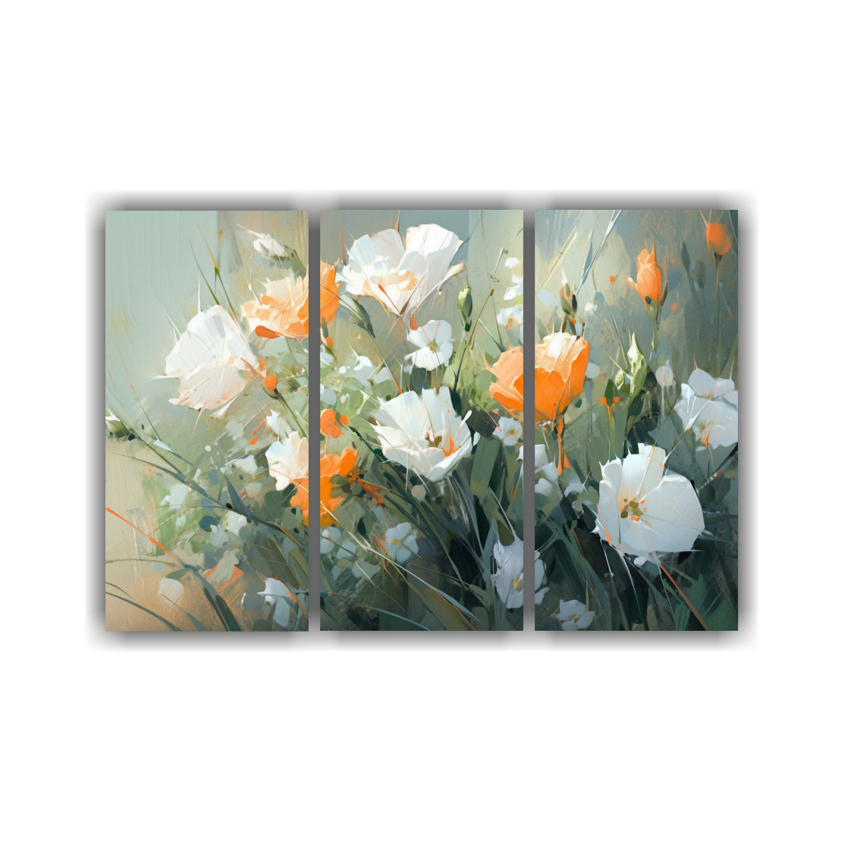 pintura-en-lienzo-movimiento-street-art-a-flores-verdes-y-naranjas