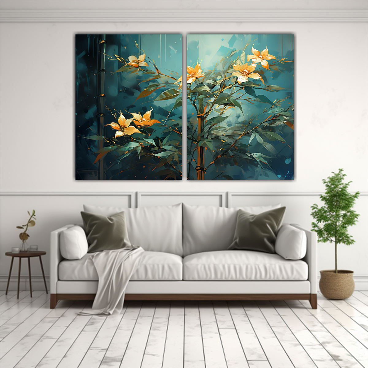 pintura-en-lienzo-sensibilidad-art-stica-en-dos-lienzos-de-bamb-en-verde-y-dorado-atmosfera-neonoir-1