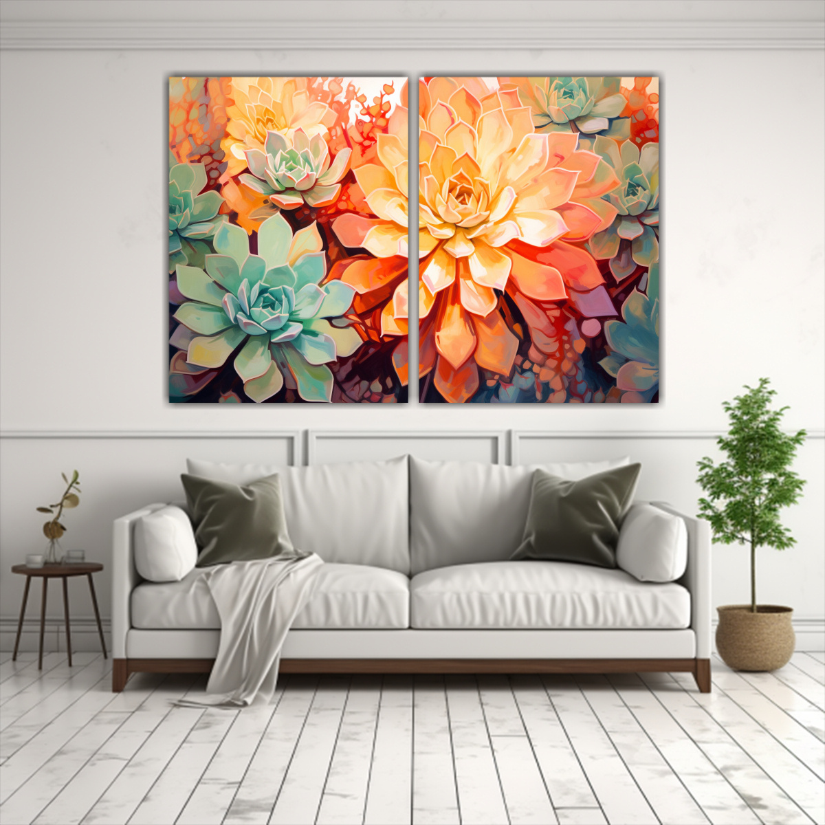 pinturas-abstractas-de-flores-suculentas-en-colores-naranja-y-rosa-1