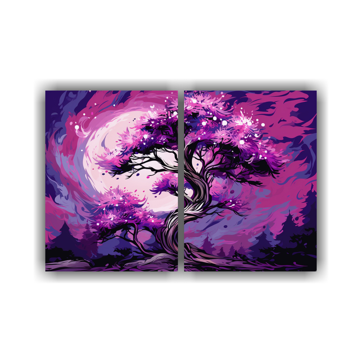 pinturas-de-decoraci-n-creativas-rbol-de-cipr-s-en-tonos-morados-con-atm-sfera-neonoir-