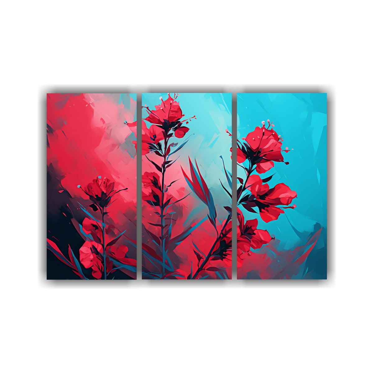 pinturas-de-pared-ilustrativas-de-fireweed-en-colores-rojo-y-turquesa-en-atm-sfera-neonoir