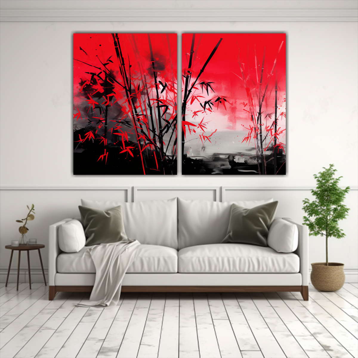pinturas-decorativas-creativas-bamboo-plants-en-rojo-y-negro-1