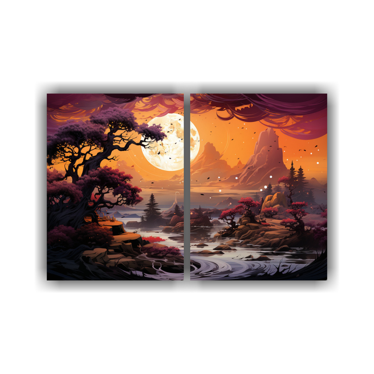 pinturas-decorativas-en-armon-a-c-lida-con-rbol-de-cedro-en-tonos-amarillo-y-morado