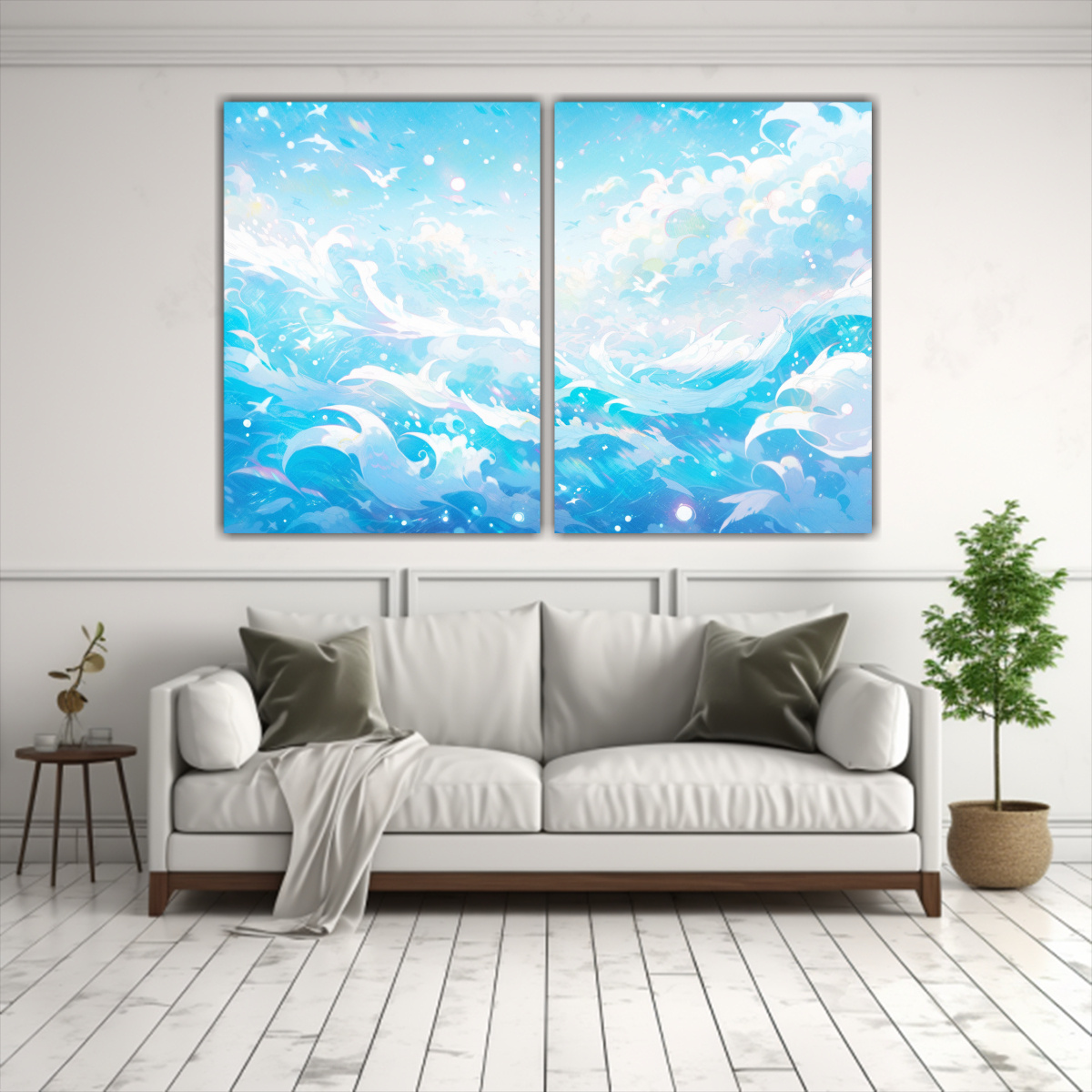 pinturas-decorativas-en-estilo-puntillismo-luminoso-en-blanco-y-turquesa-1