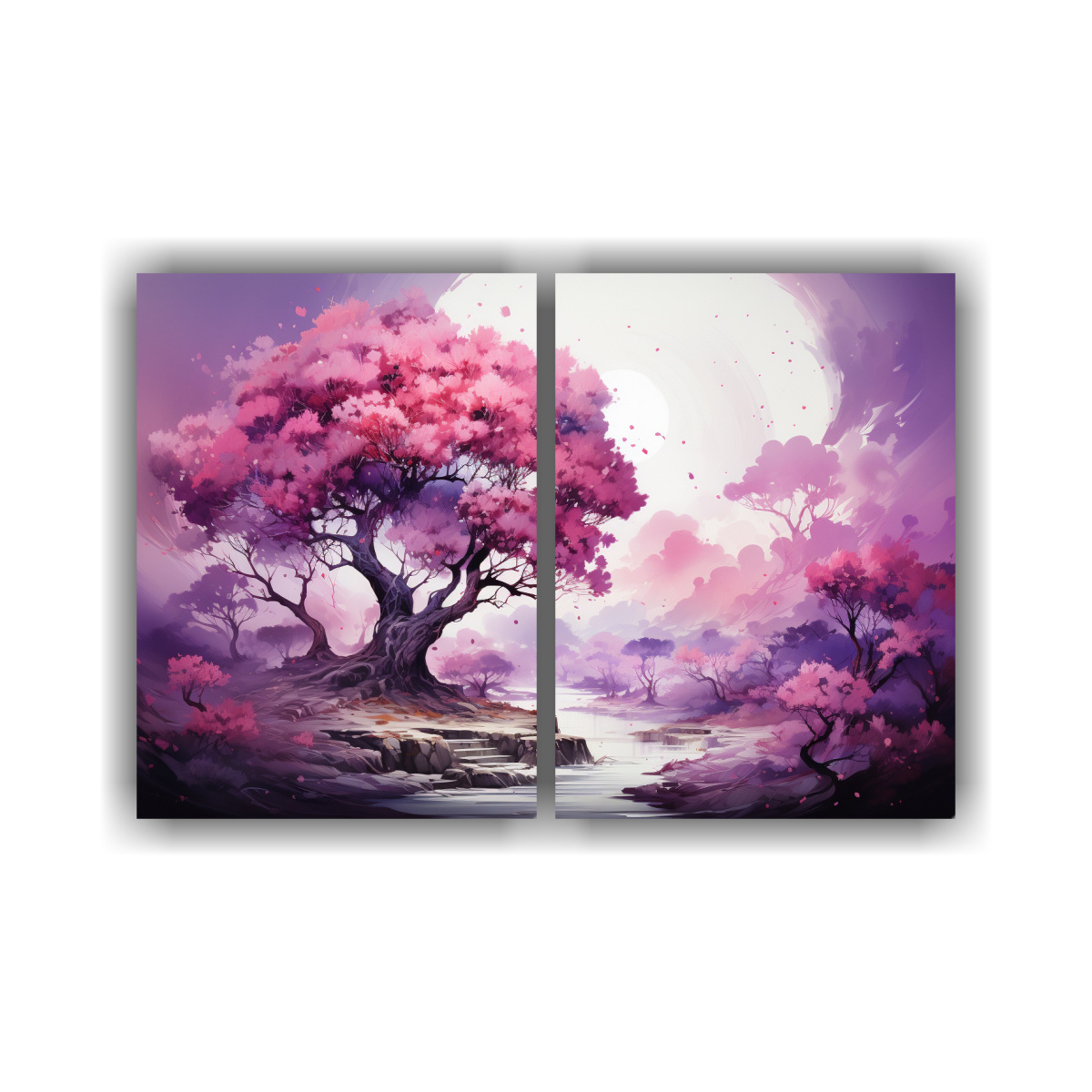 pinturas-en-bastidor-para-oficina-composici-n-de-dos-telas-en-roble-morado