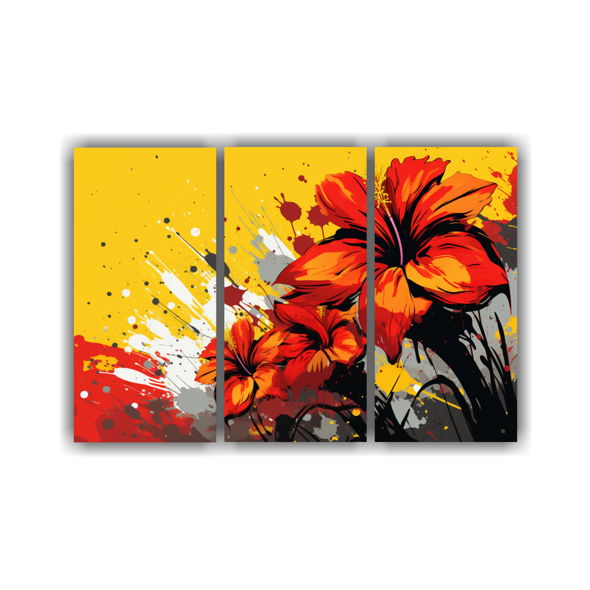 tr-ptico-abstracto-amarillo-y-rojo-arte-decorativo-neonoir-estilo-galer-a