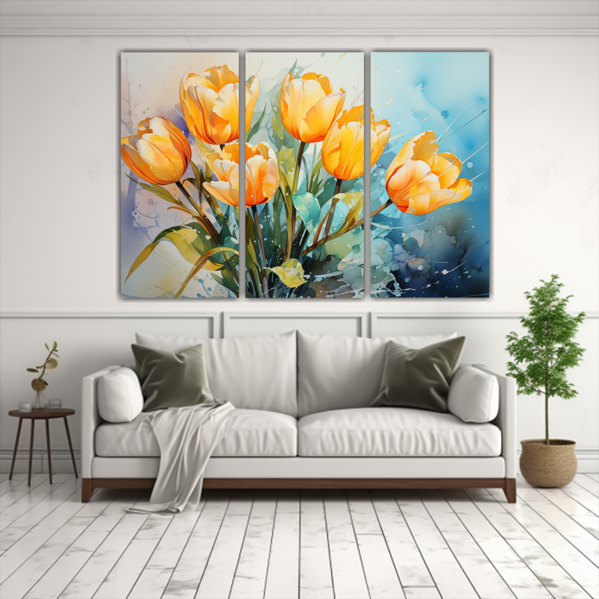 tr-ptico-calidos-amapolas-amarillas-y-verdes-pintura-abstracta-decorativa-1