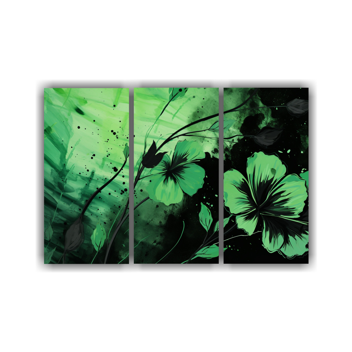 trio-cuadros-modernos-verde-y-negro-estilo-neonoir-