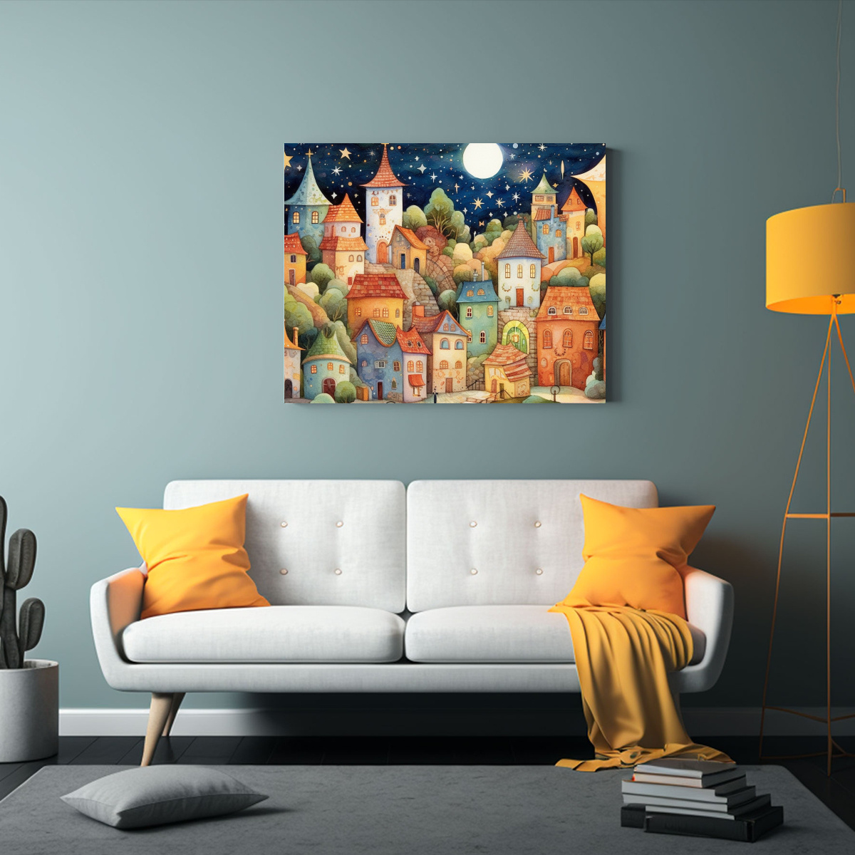 cuadro-dibujo-naturaleza-viva-de-un-pueblo-imaginario-con-casas-1