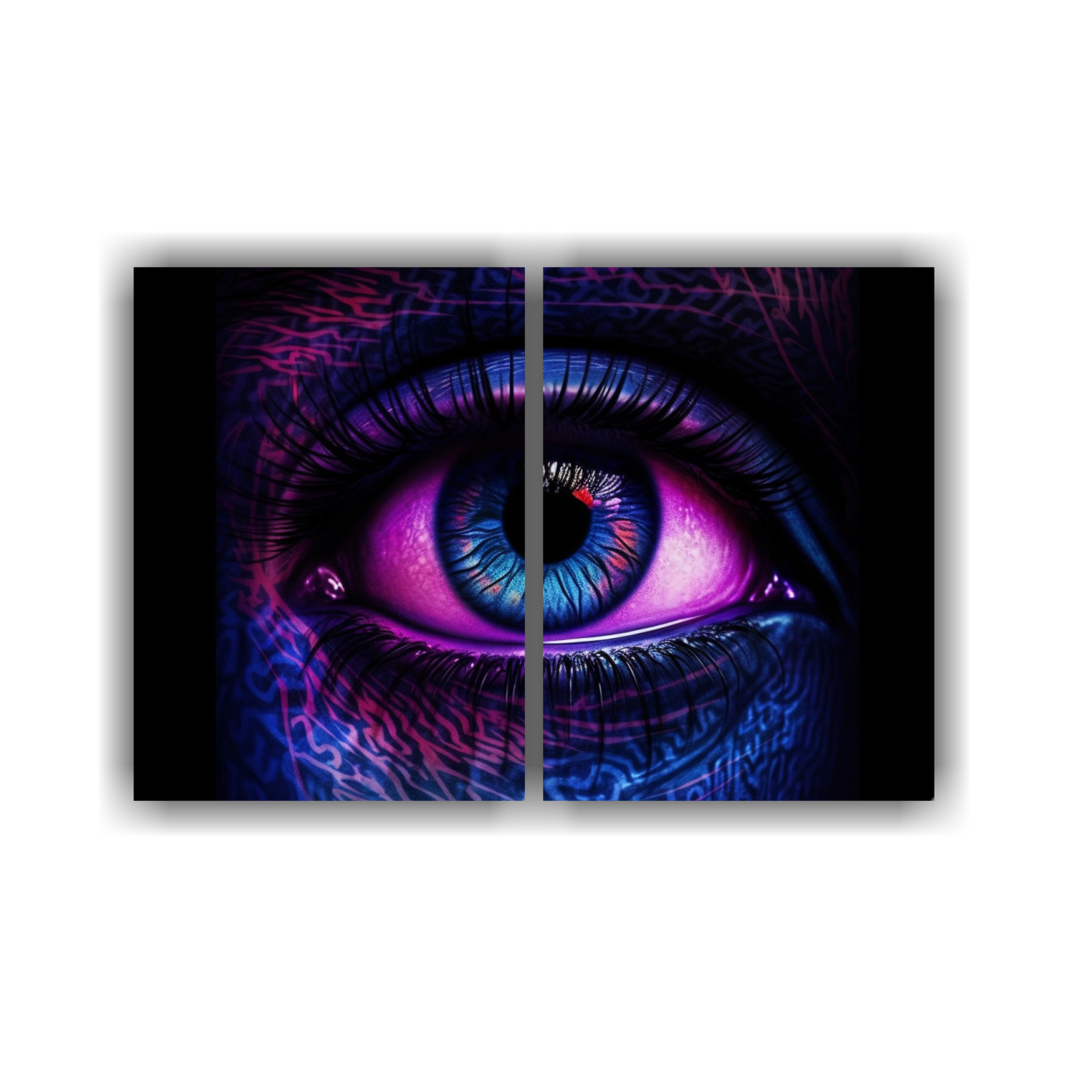 cuadro-tr-ptico-rostro-realista-mujer-con-tercer-ojo-luz-negra