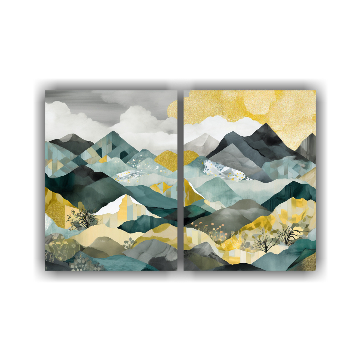 pintura-abstracta-geom-trica-con-flores-nubes-y-monta-a-en-lienzo-