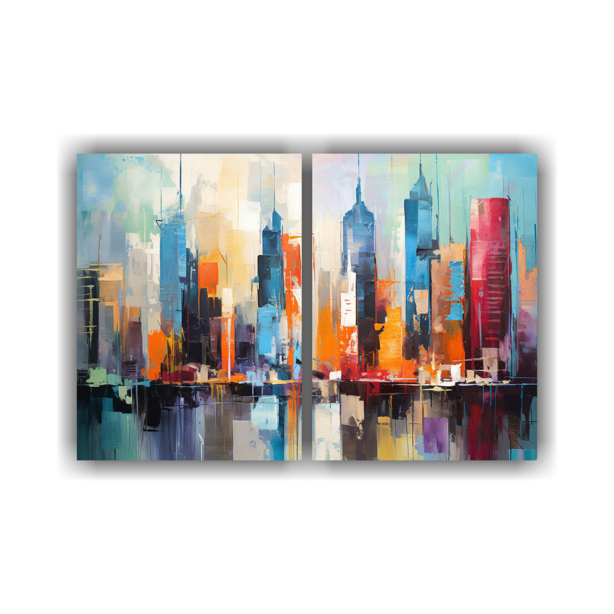 pintura-acr-lica-abstracta-de-una-ciudad-al-atardecer