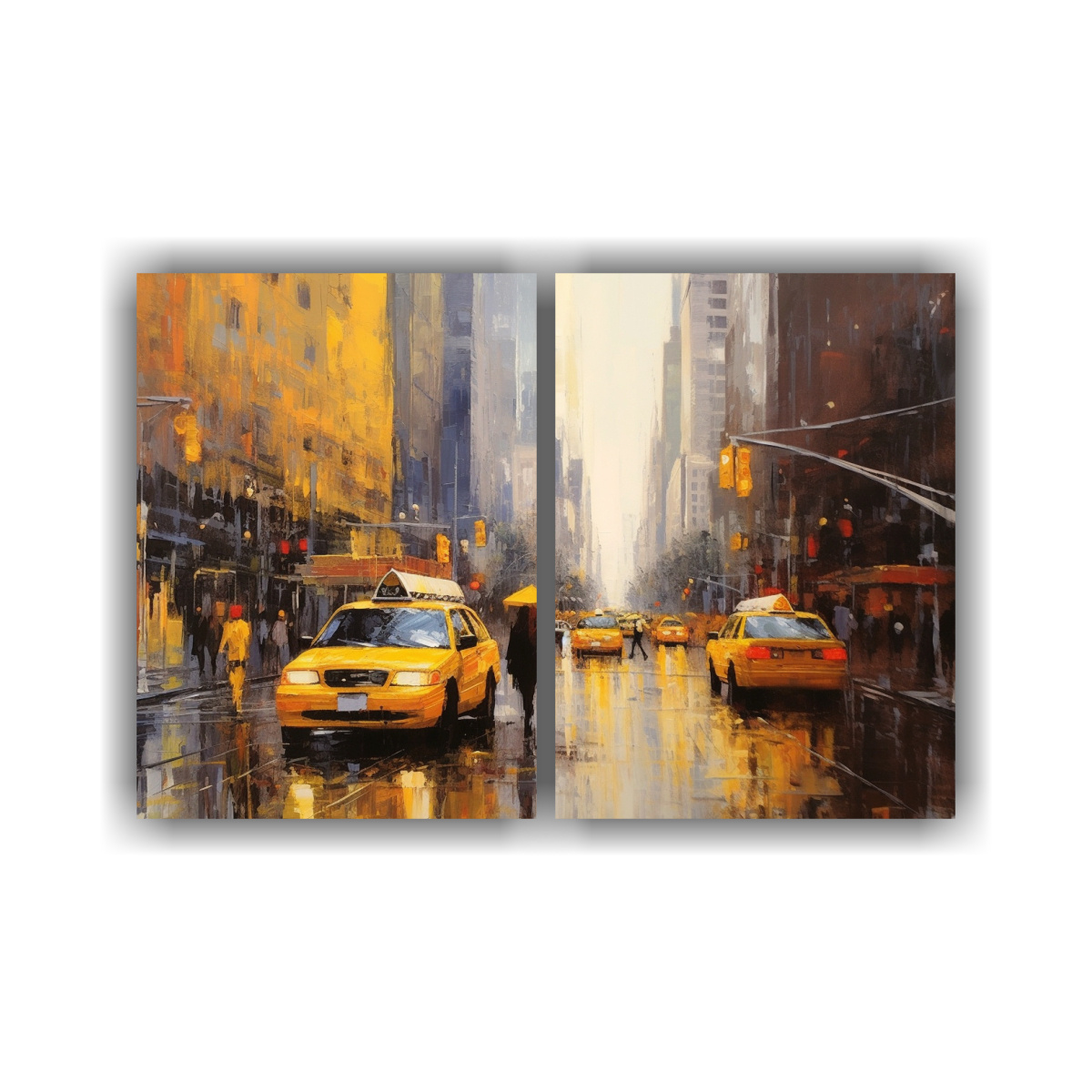 pintura-al-leo-en-lienzo-de-relieve-diptico-de-vista-urbana-de-nueva-york-con-hombre-y-mujer-