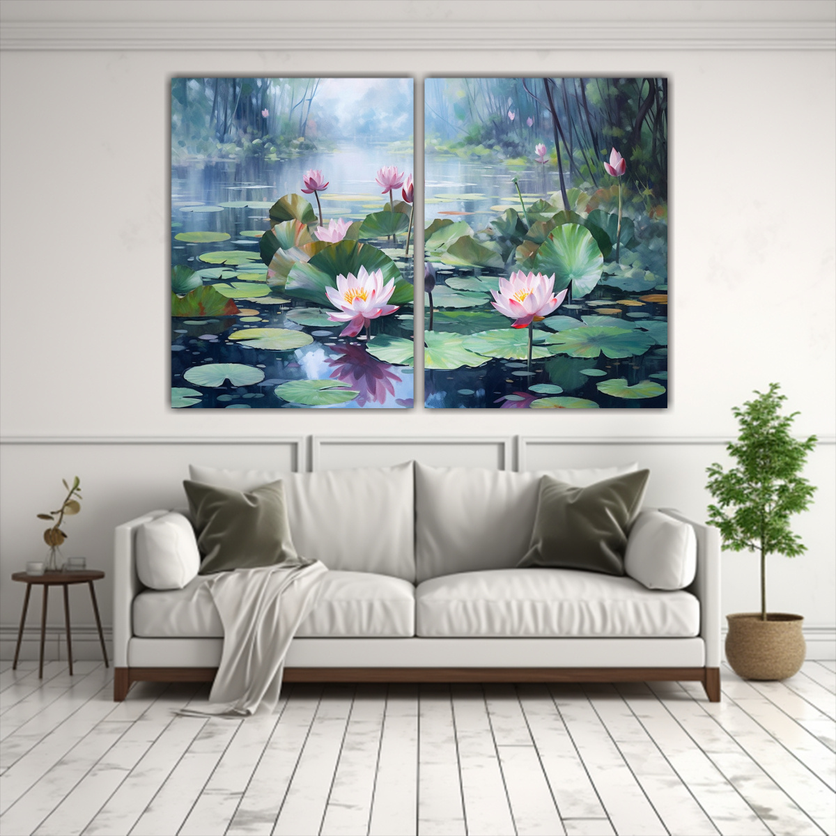 pintura-de-loto-en-el-lago-en-lienzo-estilo-decorativo-1