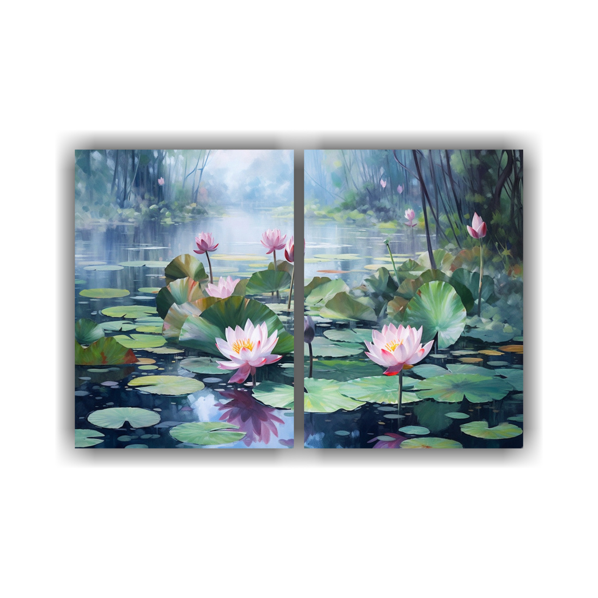 pintura-de-loto-en-el-lago-en-lienzo-estilo-decorativo