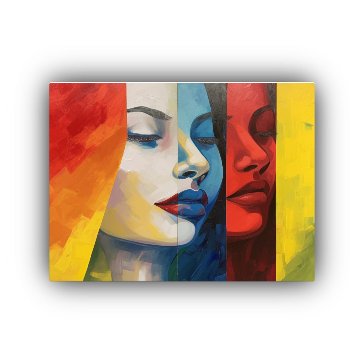 pintura-mujer-sobre-fondo-4-colores-rojo-verde-azul-