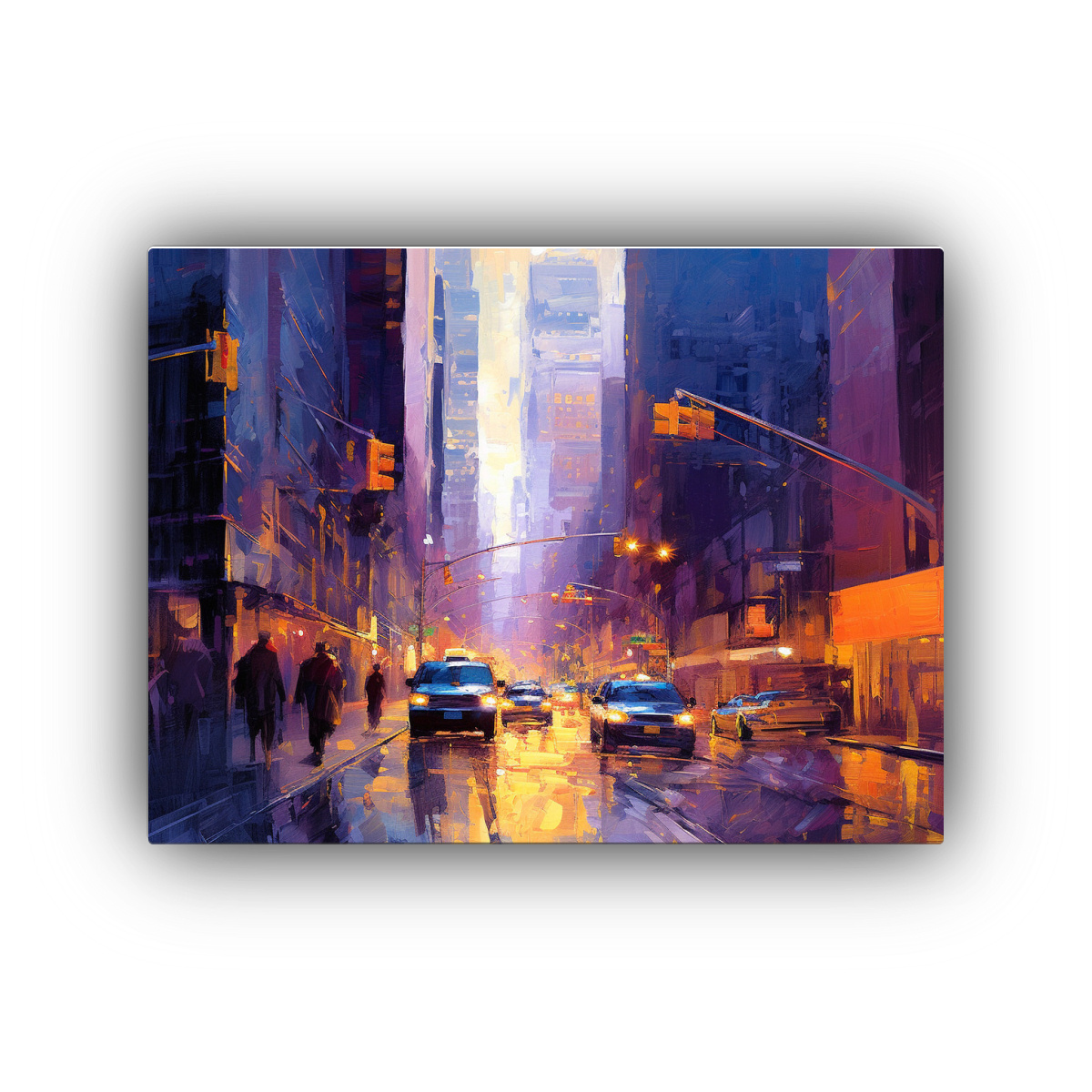 pintura-urbana-de-una-concurrida-calle-con-personas-y-taxis