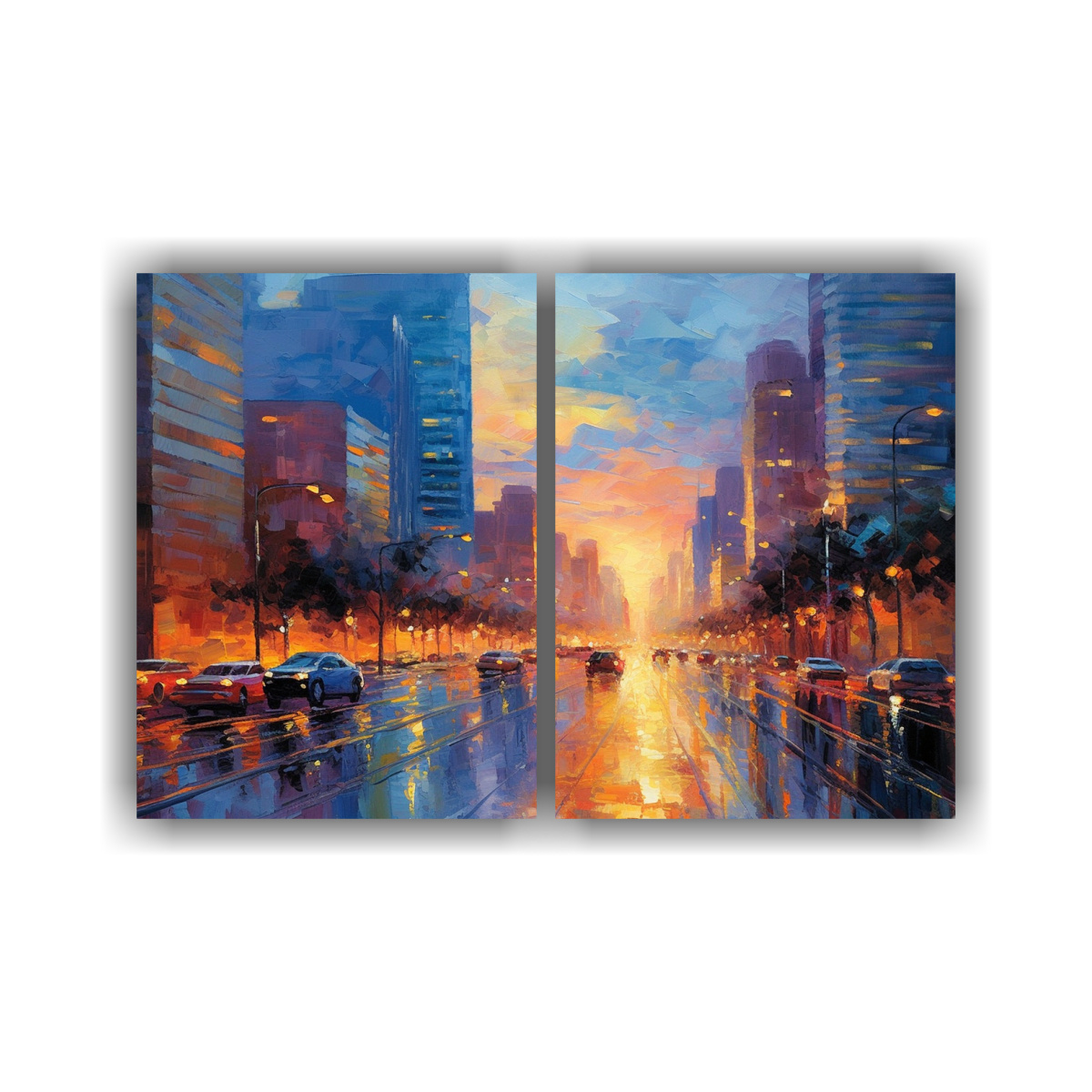 pinturas-acr-licas-de-ciudad-animada-al-anochecer