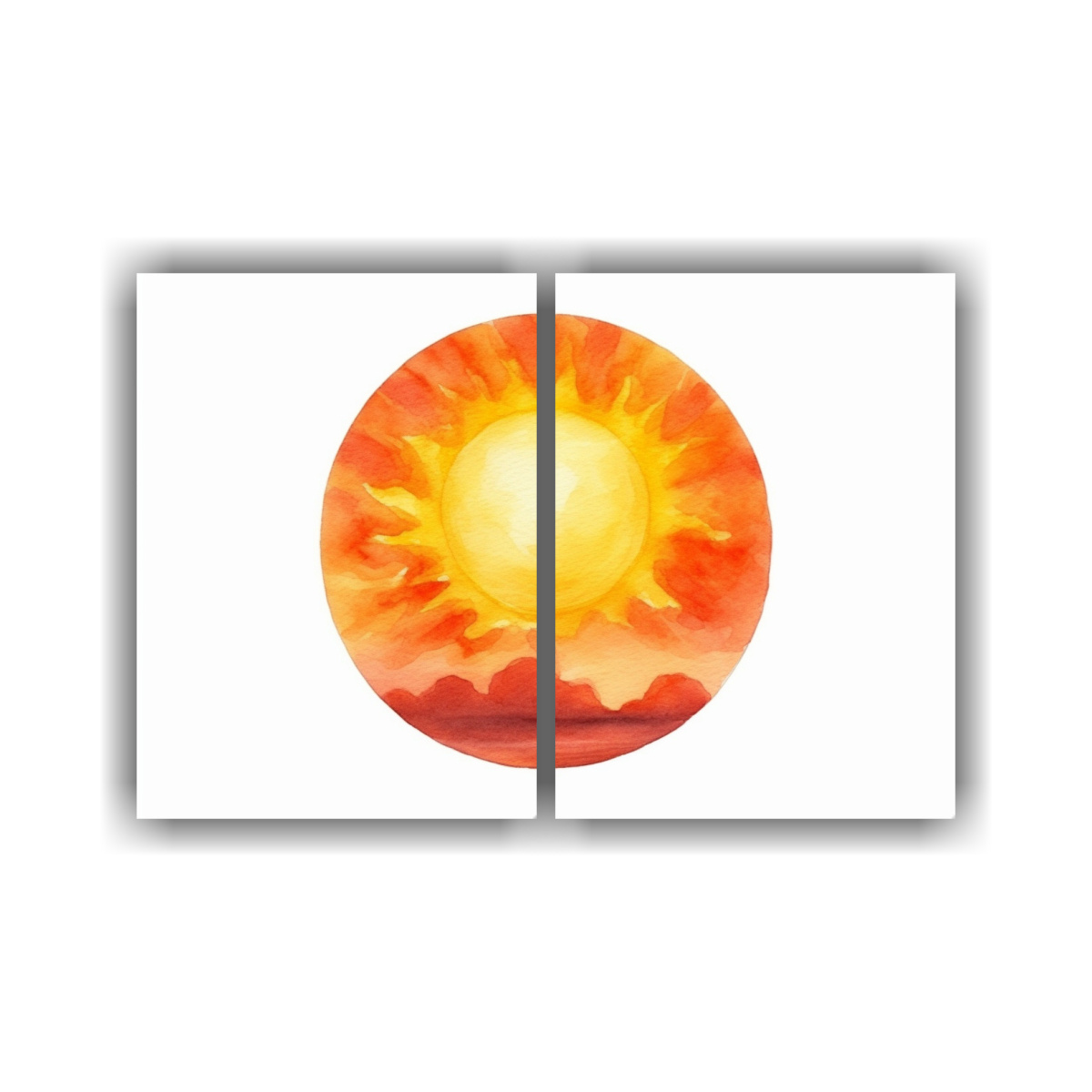 pinturas-acuarela-sol-vibrante-naranja-brillante-