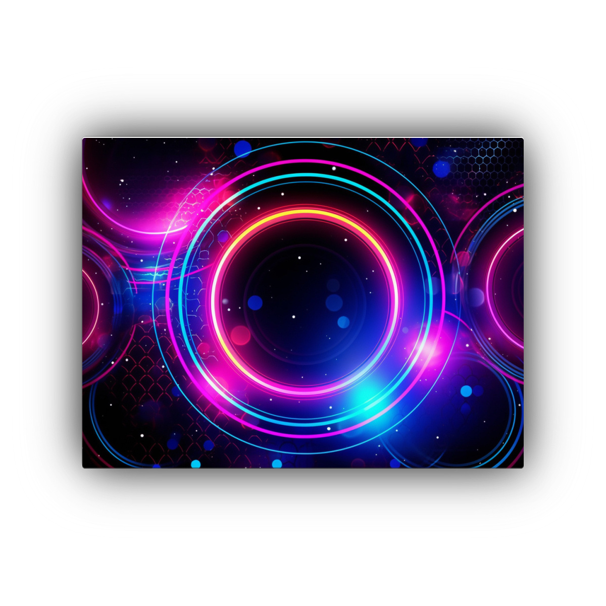 pinturas-de-decoraci-n-en-bastidor-neon-con-l-neas-de-circuito-y-c-rculos-