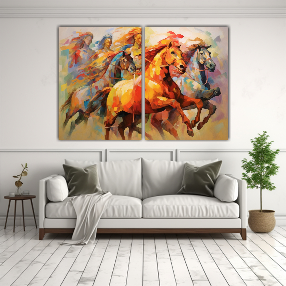 pinturas-de-decoraci-n-en-relieve-de-dos-composiciones-en-estilo-fauvista-con-jinetes-1-1