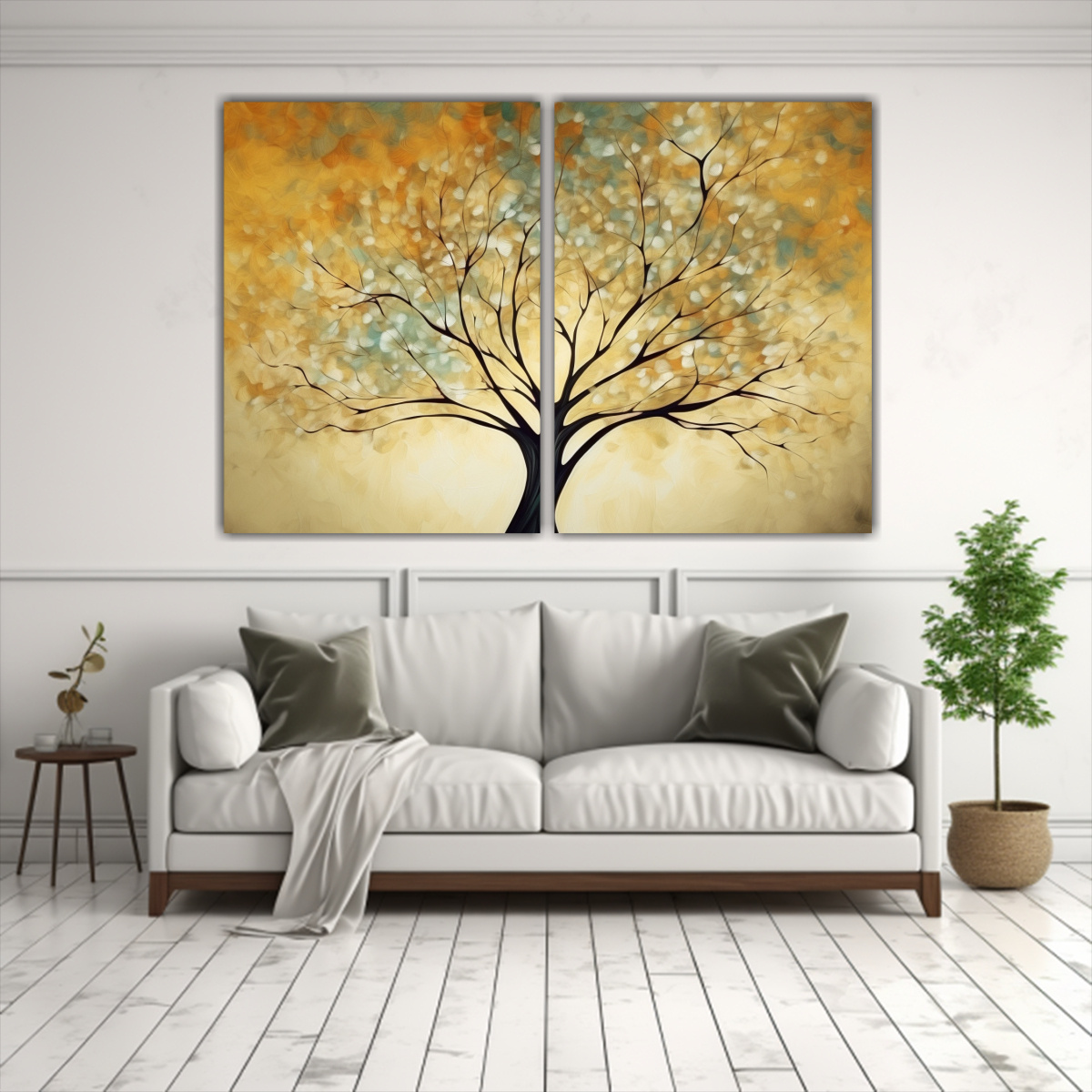 pinturas-de-pared-abstractas-amarillas-y-rbol-dorado-1