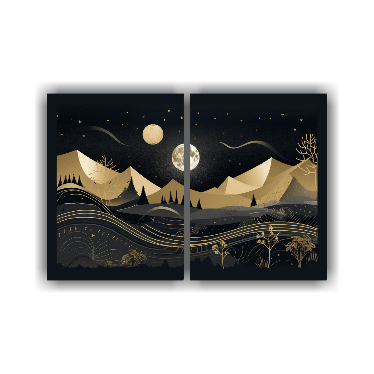 pinturas-decorativas-composiciones-de-noche-con-luna-en-estilo-paisaj-stico-