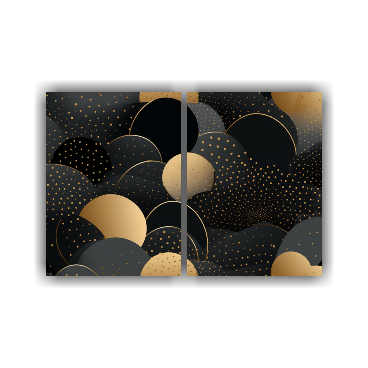 pinturas-decorativas-composiciones-en-negro-y-gris-oscuro-con-toques-dorados-