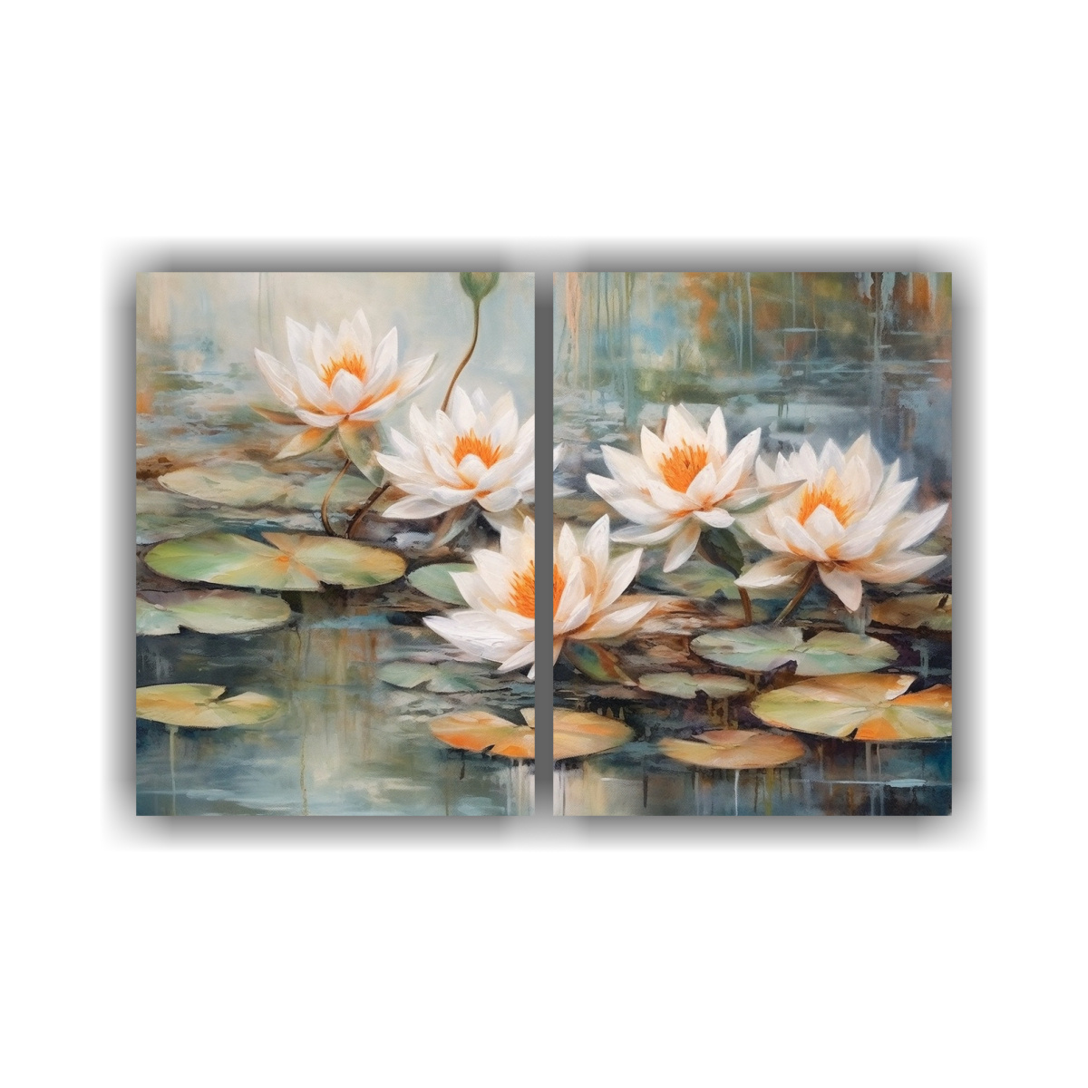 pinturas-en-lienzo-de-agua-lilies-en-tonos-pastel-cl-sicos