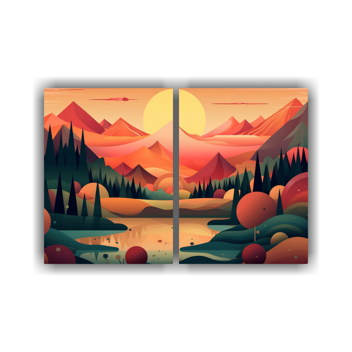 pinturas-paisaje-multicapa-con-formas-retro-para-decoraci-n-