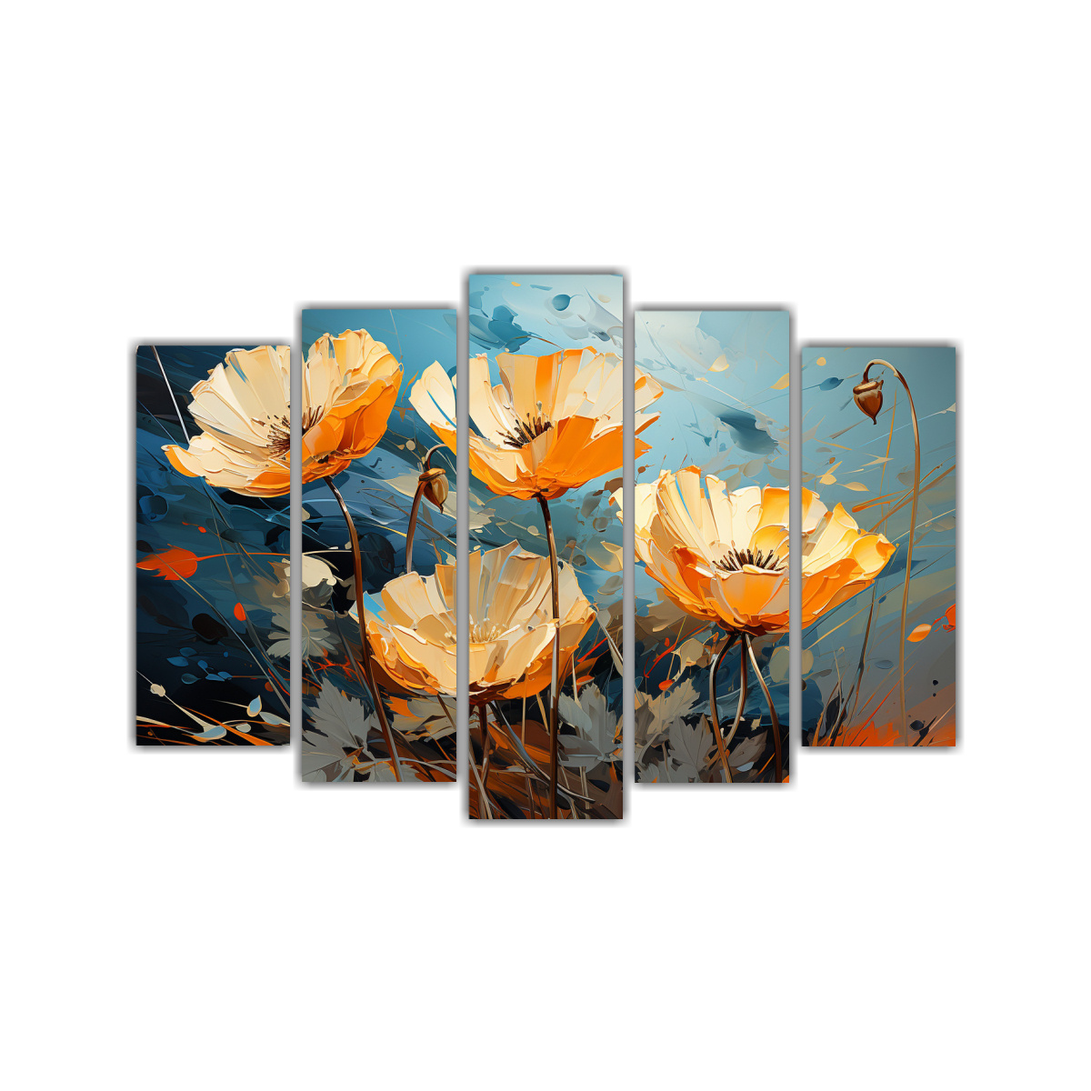 cinco-lienzos-inspirador-belleza-con-hierbas-amarillas-y-naranjas-neonoir