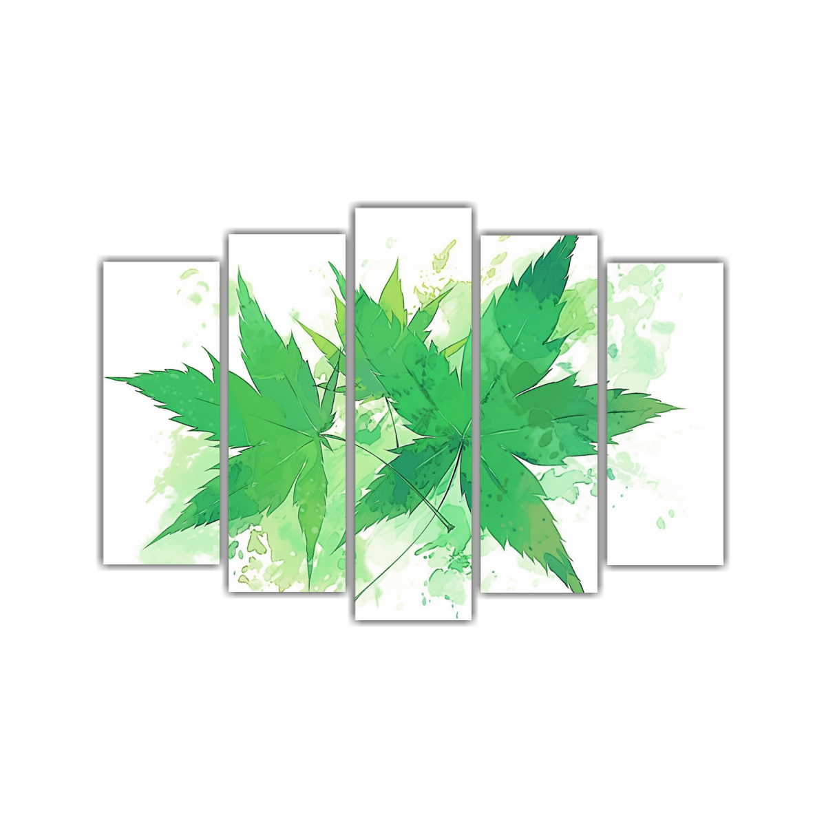 conjunto-5-cuadros-tela-canvas-duradero-hojas-arce-verde-neonoir-atmosfera-neo-po-