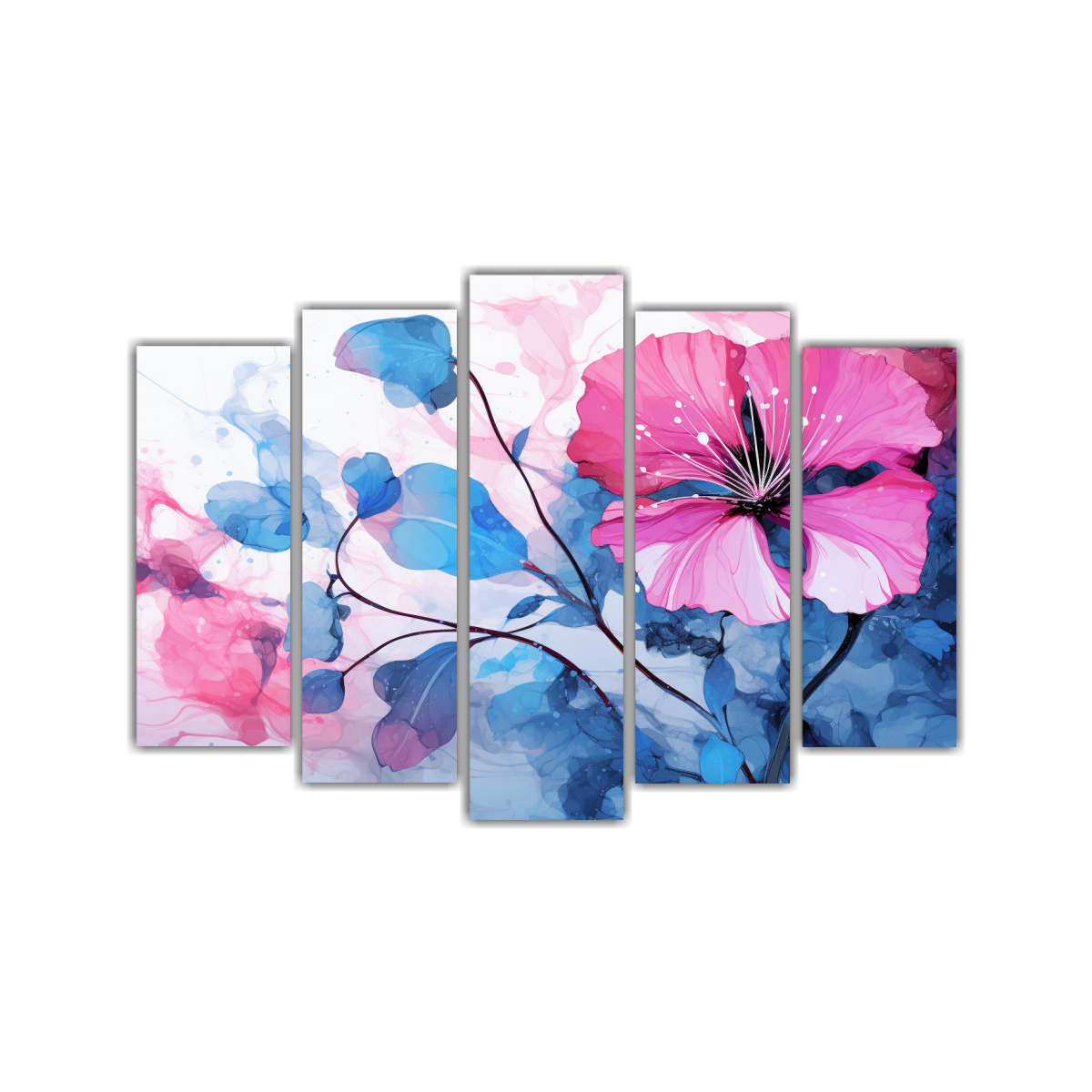conjunto-5-cuadros-tela-estrellados-rosa-y-azul-estilo-neonoir-