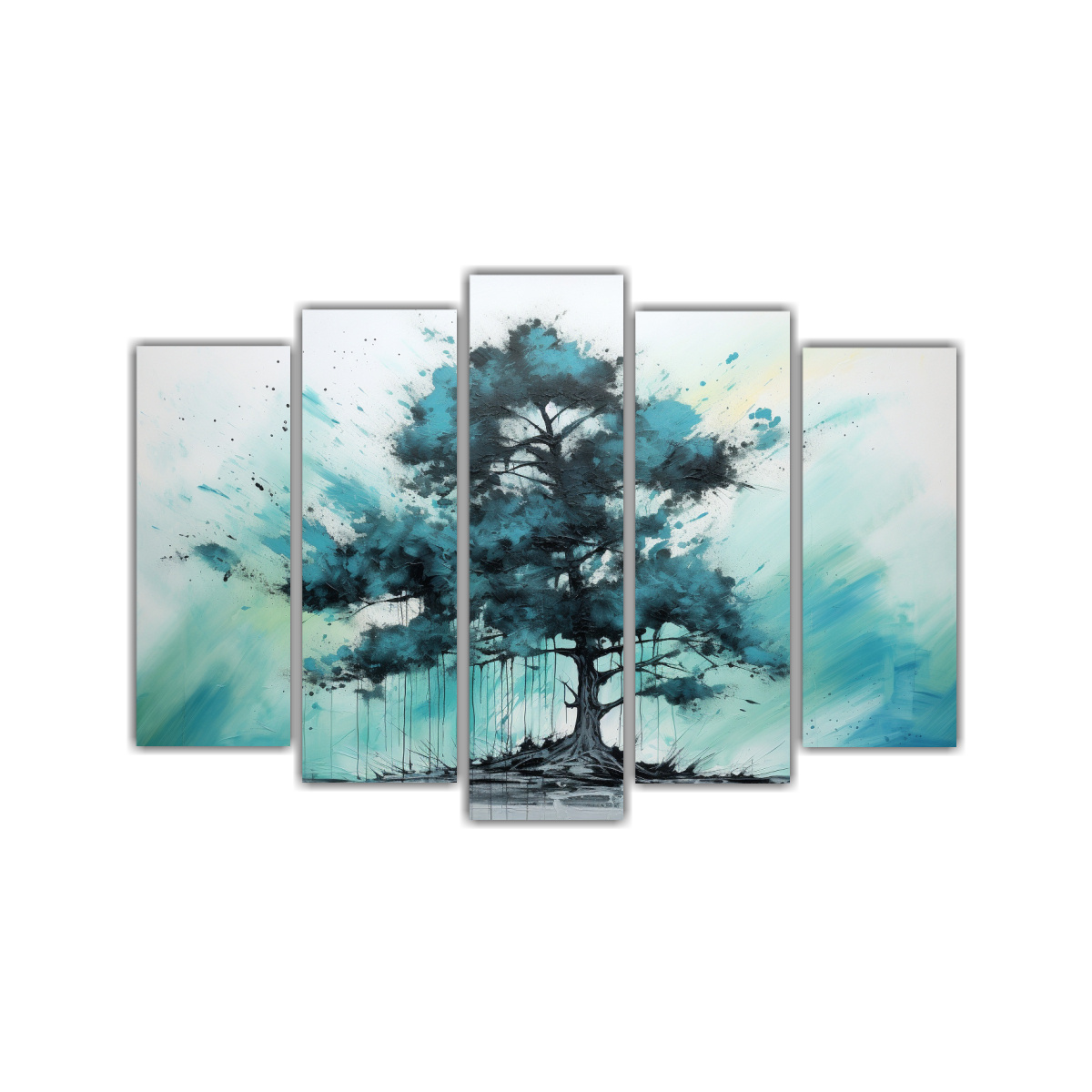 conjunto-5-cuadros-vanguardia-pino-turquesa-y-negro-arte-abstracto