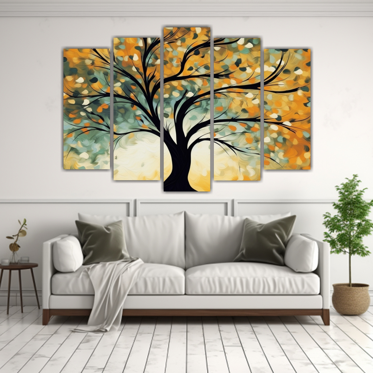 conjunto-de-5-cuadros-de-pared-arte-en-tela-rbol-amarillo-arte-abstracto-1