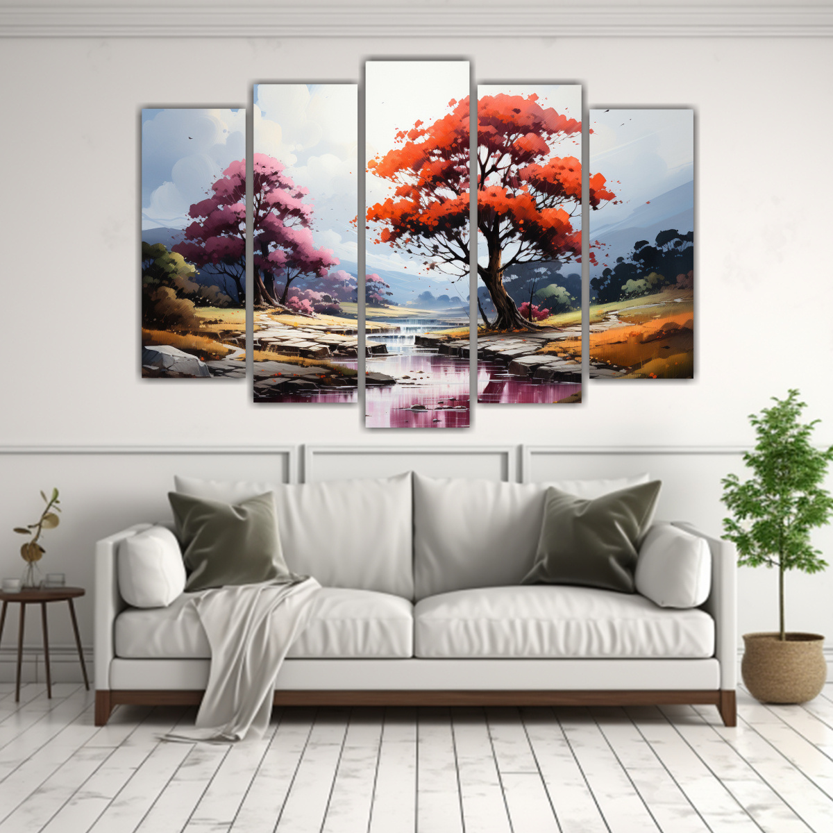 cuadro-abstracto-de-rbol-en-bosque-con-colores-rojo-y-naranja-1